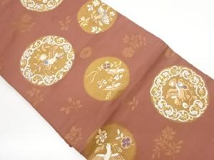 花唐草に花喰い鳥模様織出し名古屋帯